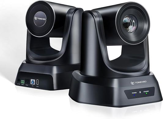 TONGVEO Conference Room PTZ Camera System with 20X Optical Zoom, AI Auto Tracking 1080P 60fps HDMI USB Webcam for Church Streaming Online Video Conference,Compatible with Zoom, OBS Easy Setup