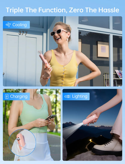 JISULIFE 3 IN 1 Portable Fan with Power Bank & Flashlight Featured