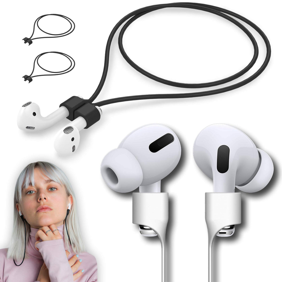 cobcobb Ultra Strong Magnetic Airpod Pro Strap Anti-Lost Cord Sports Lanyard Compatible with Airpods 3rd 2nd Generation Pro 3 2 1 (Grey)