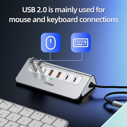 intpw USB C Hub, P9 PRO USB C Hub Multiport Adapter with 4K HDMI, PD 100W, Type-C & 2 USB A 3.2 10Gbps, 2 USB A 2.0, SD/TF Card Reader, Aluminum USB Hub for Laptop, iPhone 17 Series, MacBook, iPad
