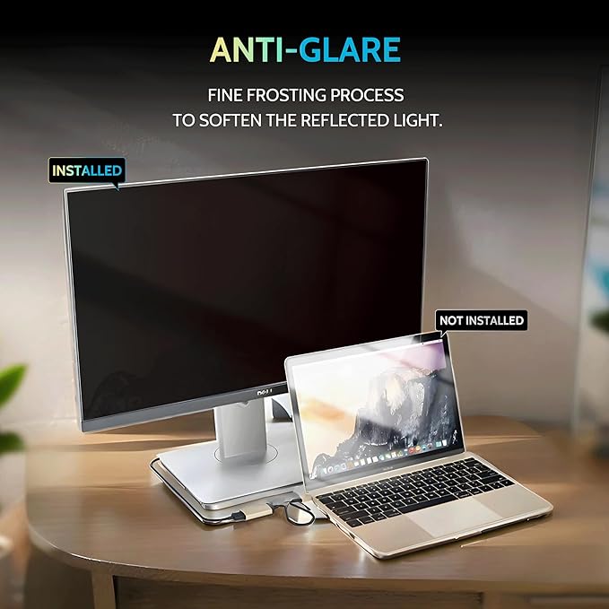 Peslv [2-Pack] 19 Inch Privacy Screen for Computer Monitor 5:4 Aspect Ratio, Eye Protection Anti Blue Light Glare Shield, 19inch Removable Black Blackout Anti Spy Desktop Security Private Filter