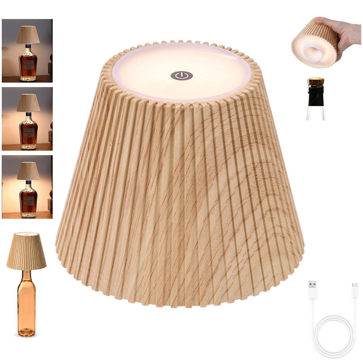 WILIT Wireless Bottle Lamp for Liquor Bottles, 3-Level Brightness LED Night Lights, Wine Lamp for Home Decor, Unique Table Lamp with RGB Lights, Rechargeable Bottle Lights for Bedroom, Black