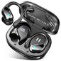Ltinist Wireless Earbud, Bluetooth 5.3 Headphones Pure Bass Sound with Earhooks, 75H Battery Over Ear Headphones with Dual-LED Display, IP7 Waterproof Earphones Built-in Microphone for Running Sports