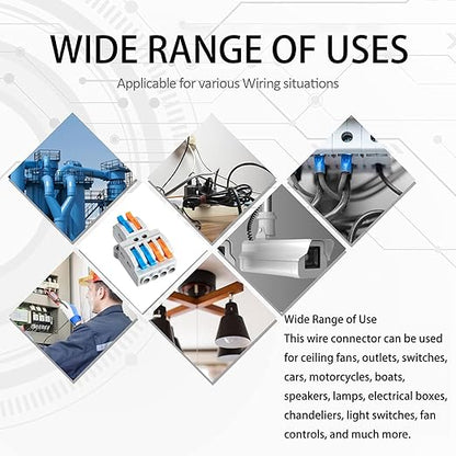 10PCS Lever Wire Connectors, Quick Wiring Cable Connectors, Compact Push-in Conductor Terminal Block(10PCS 2 in 4 Out)