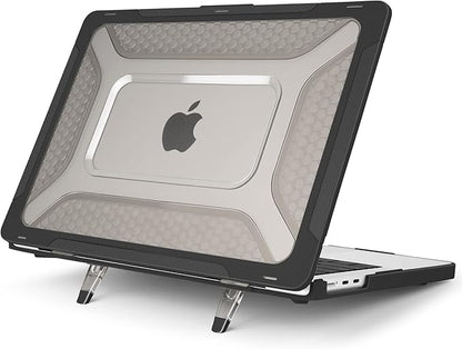 Batianda Case for New MacBook Air 13.6 inch 2025 M4 Chip 2024 2022 Release A3240 A3113 A2681 Model,Honeycomb Heavy Duty Protective Hard Shell with TPU Bumper Fold Kickstand & Keyboard Cover, Black