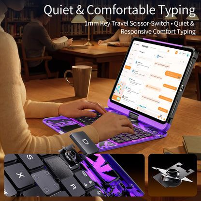 Uminy Clear Keyboard Case for iPad Pro 11 Inch with 360° Rotation, Purple