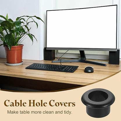 uxcell Desk Grommet, 11/16" (18mm) Zinc Alloy Cable Hole Cover Wire Cord Organizer with Marked Cable Ties for Home Office Desktop Wire, Black