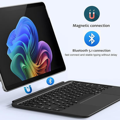 Magnetic Bluetooth Keyboard Cover for Surface Pro 12" 1st 12 inch Laptop Released in 2025 with Backlit (Dark Grey)