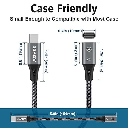 AGVEE 2 Pack 4 inch Lightning Female to USB C Male PD Adapter, 27W Fast Charger Charging Comverter for iPhone 15 16 Plus Pro Max Carplay, Samsung S25 S24 S23 S22, Not for Audio, Dark Gray