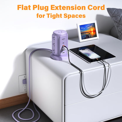 AiJoy Power Strip Tower with 9 AC Outlets and 5 USB Ports Charging Station