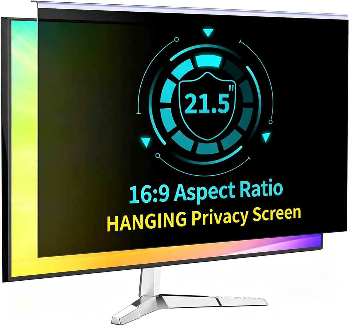 DEJIMAX 27 Inch Computer Privacy Screen for 16:9 Computer Monitor, Anti-Blue Light Monitor Privacy Screen Filter, Anti-UV Computer Shield, Hanging Type