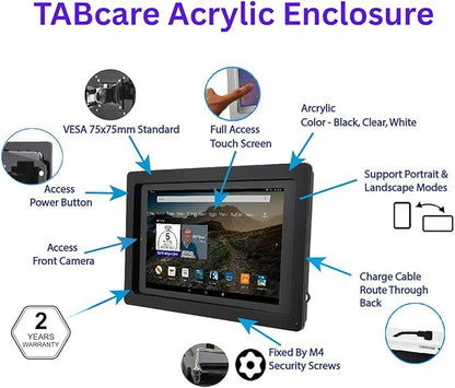 TABcare Anti-Theft Acrylic VESA Enclosure for Apple iPad mini 6 7 8.3" with Free Wall Mount Kit & 90-Degree Angle USB C Charge Cable (iPad mini 6/7 8.3", White)