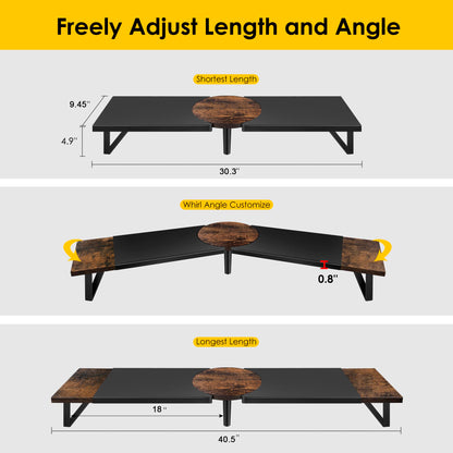 Across-Star Dual-Monitor Stand for Desk - Large Adjustable Length and Angle Riser for 2 Monitors, Double Computer Desktop Organizer, Shelf for TV, Laptop, Printer