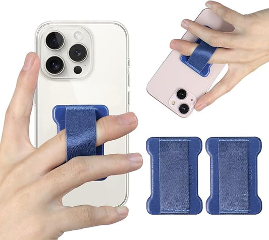 WUOJI Universal Phone Grip for Smartphones - Phone Holder for Hand -Wireless Charging Compatible (Dark Blue) - 2Pack