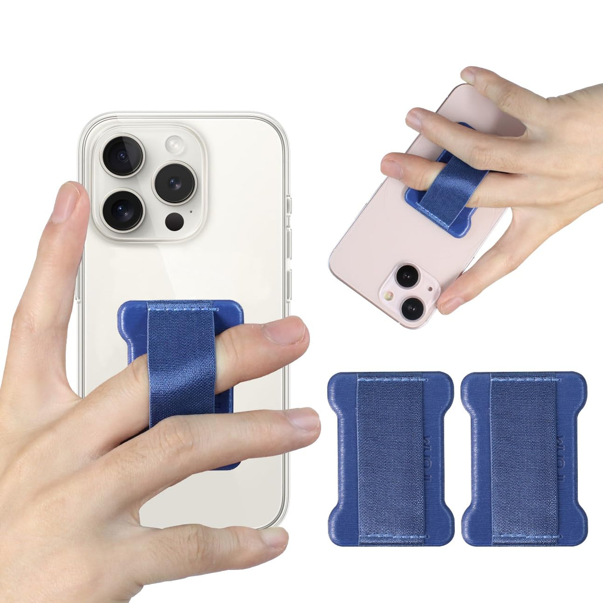 WOJI Cell Phone Finger Grip Strap Holder for Hand, Phone Strap, Phone Holder for Hand - Small, New Slim Finger Loop Selfie Grip Compatible with Most Smartphones (Black) - 2Pack