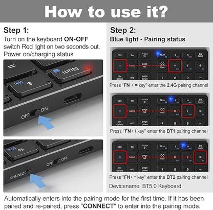 MOFII Bluetooth Number Pad for Laptop - Black Wireless Numeric Keypad 35 Keys USB-C Rechargeable Numpad, Accounting Portable Financial Data 10 Key for Laptop/PC/Desktop/Notebook/Surface Pro