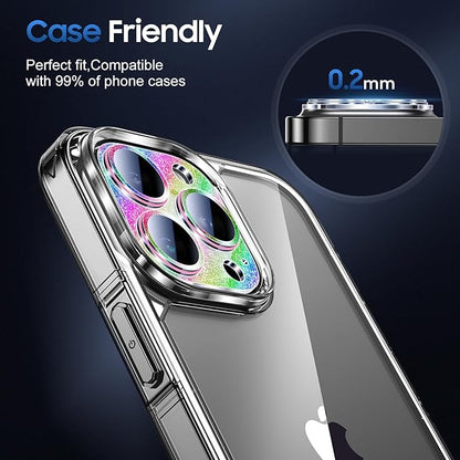 UniqueMe 3 Packs Compatible for iPhone 14 Pro Max/iPhone 14 Pro Camera Lens Protector Acrylic [Not Glass],[Case Friendly][Scratch-Resistant][Night Shooting Mode]-Glitter Colorful