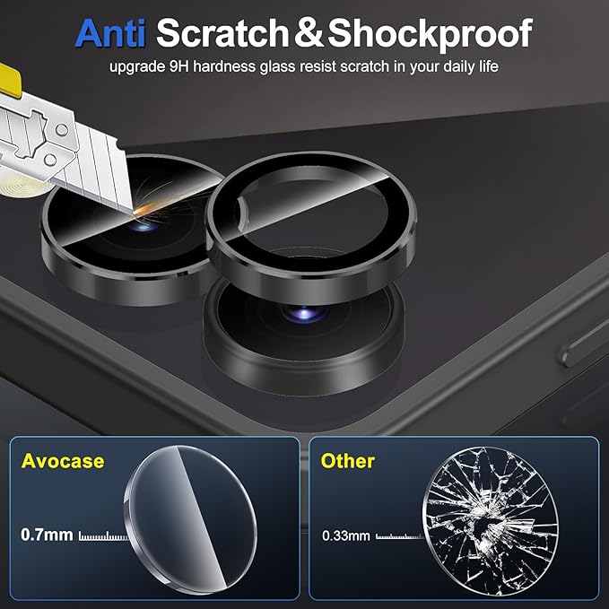 for Samsung Galaxy Z Flip 7 Camera Lens Protector, Individual Metal Ring Tempered Glass Lens Cover, [Strong Adsorption] Scratch Resistant Ultra-Thin HD Clear Lens Cover, 1 Set-Black Ring