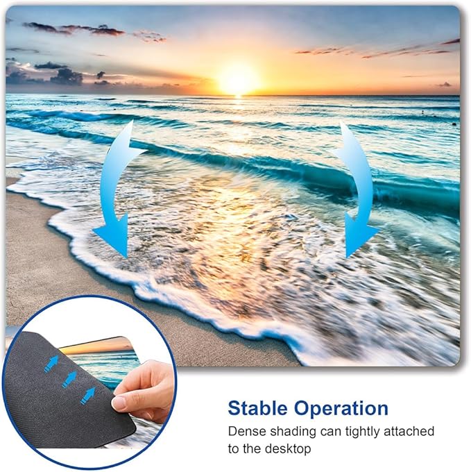 Mouse Pad, Beach Mouse Mat, Square Waterproof Non-Slip Rubber Base Computer MousePads for Desk Office Laptop