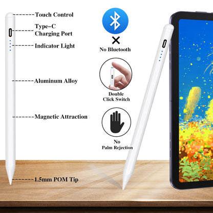 Luntak Stylus Pens for Touch Screens POM Tip Magnetic iPad Pencil Rechargeable Tablet Pencil Active Stylus Pen for iPad/Pro/Air/Mini/iPhone and Other Smartphone Devices