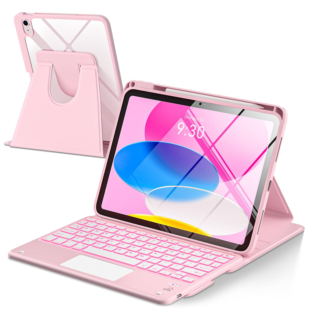 TaIYanG for iPad Keyboard Case A16 11th/10th Gen, 7 Color Backlit Keyboard
