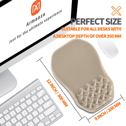 Armanza Ergonomic Slope Mouse Pad Wrist Support, Wrist Rest Mousepad for Carpal Tunnel Pain Relief with Massage Bulge and Slow Rebound Memory Foam (12x8 inch, Apricot)