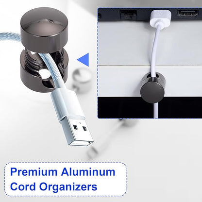 3 Sets Charger Holders for Cords, Black Adjustable Cable Anchor Holders, Adhesive Metal Cord Clips, Cable Management Wire Organizers for Desk, Office, Nightstand