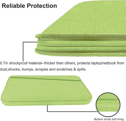 Laptop Case 15.6 inch, Slim Computer Carrying Bag Protective Cover Briefcase with Front Pocket, Durable Laptop Cover for 15-16 Inch HP, Dell, Lenovo, Asus, Notebook, Light Green