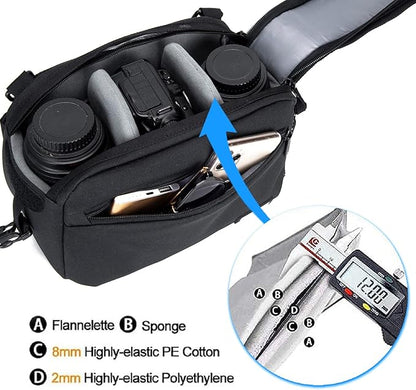 Cwatcun Waist Camera Case DSLR SLR Bag Sling Shoulder Camera Bag Water Resistant Pack for Camera Carrying Case for photographer Hiking Shooting Traveling Men Women