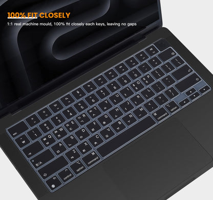 Korean Silicone Keyboard Cover Skin for 2026 2025 14.2 inch Apple MacBook Pro 14 A3426 A3427 A3434 A3112 A3401 A3185 A2992 A2918 A2442 / Pro 16 A3428 A3429 A3403 A3186 with M5-M1 Pro Max Chip - Black