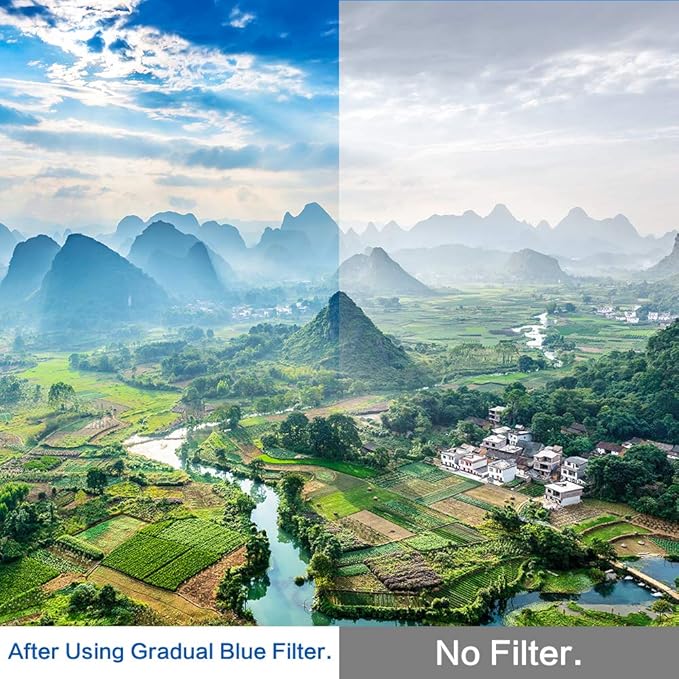 40.5mm Graduated Color Filters Kit 9 Pieces Gradual Colour Lens Filter Kit Set Accessory for Canon Nikon Sony Pentax Olympus Fuji DSLR Camera + Lens Filter Pouch +Lens Cleaning Cloth