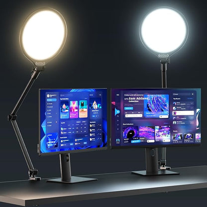 UBeesize 10" Key Light for Streaming, Desk Ring Light with Adjustable Arm (1 Pack), Zoom Lighting for Home Office, Gaming, Podcast, Video Calls, and Recording