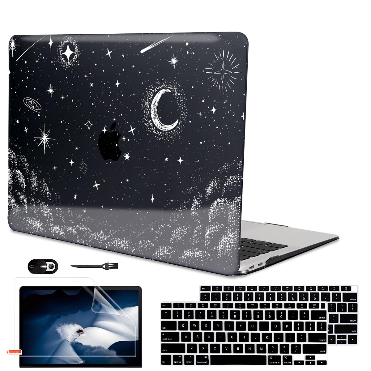 LCMOCICO for MacBook Air 13 inch Case 2020 2019 2018 Release M1 A2337 A2179 A1932, Glitter Crystal Pritned Pattern Hard Case Cover for Mac Air 13.3" Retina Display Touch ID, Astronauts & Spacecraft