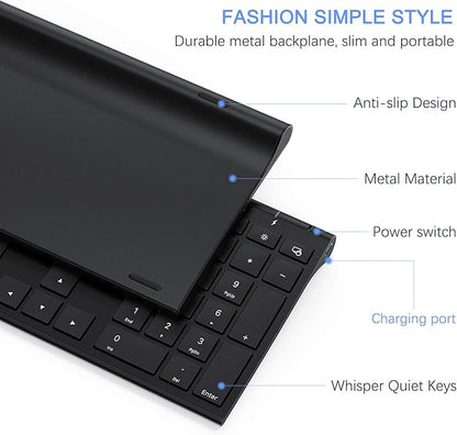 Wireless Keyboard and Mouse, Vssoplor 2.4GHz Rechargeable Compact Quiet Full-Size Keyboard and Mouse Combo with Nano USB Receiver for Windows, Laptop, PC, Notebook-Black