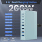 200W USB C Charger Block, 8-in-1 GaN III USB C Fast Charging Station Hub, PD 65W Laptop Charger Adapter Travel Charger, for MacBook Pro/Air/Dell XPS/iPhone 16/15/14/iPad/Galaxy S24-Light Blue