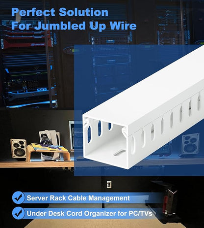 1.4"H x 1.6"W Cable Raceway, 66in Under Desk Wire Management Channel, White