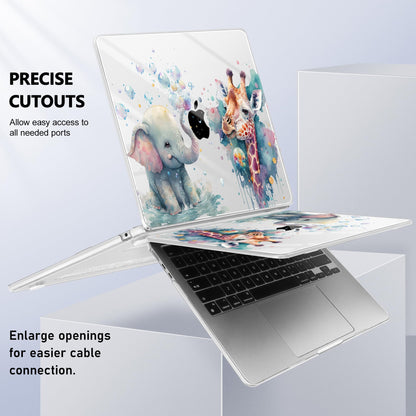 Lepeoac Case for 2026/2025/2024/2023 MacBook Air 15-inch Laptop Release M5 A3448 /M4 A3241 /M3 A3114 /M2 A2941, Stylish Protective Hard Shell Cover for MacBook Air 15.3 inch - Elephant & Giraffe