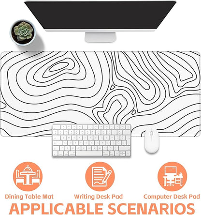 Mouse Pad Large Topographic Contour Map Non-Slip Game Desk Mat with Stitched Edge Laptop Keyboard Desk Pad for Work Home Gaming (35.4 x 15.7 Inches)