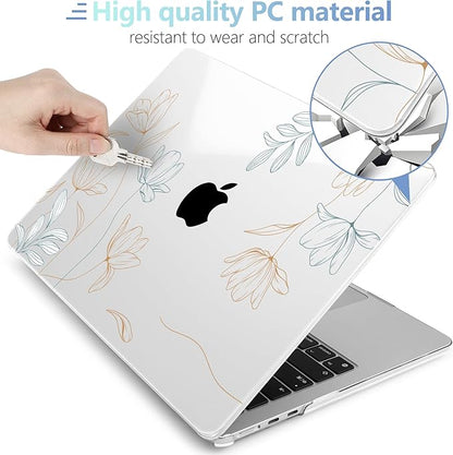 MEEgoodo for M4/M3/M2 MacBook Air 15.3 inch Case 2025 2024 2023, Case Fit Model (A3241/A3114/A2941) for MacBook Air 15 inch, Laptop Hard Shell with Keyboard Cover, Engraving Floral