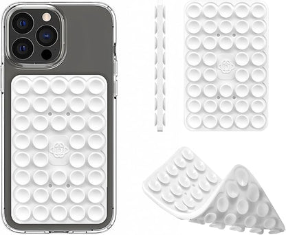 Silicone Double-Sided Suction Phone Grip Detachable Mount - Car Dashboard/Shower Phone Holder, Hands-Free For Selfies & Videos, TikTok, ASMR, Yoga - iphone & Android Compatible (3.94"x2.5",White)