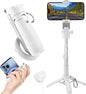MQOUNY for Magsafe Tripod Stand for iPhone,Portable Pocket Size Selfie Stick with Rechargeable Remote and Metal Ring,Extendable Detachable Cell Phone Tripod Compatible with iPhone/Android (White)