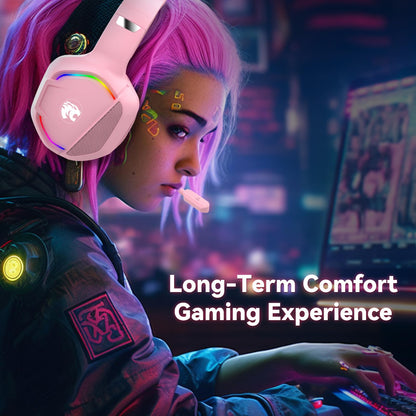 IMYB A36 Pink Gaming Headset with Mic Stereo Headphones for Pc, PS5, Xbox