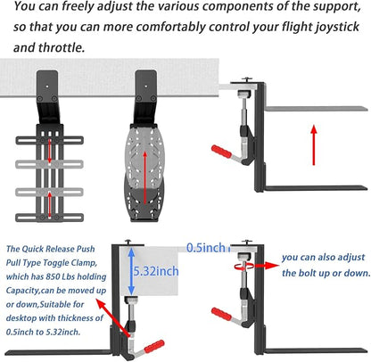 Hikig Desk Mount for Joystick and HOTAS - Compatible With Logitech X52/X52 Pro/X56/X56 Rhino, Thrustmaster T. Flight/T.16000M FCS/TCA Officer Pack Airbus Edition, VKB - 2 Pack