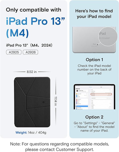 MOFT Dynamic Folio Case for iPad Pro 13 Inch (M4) 2024, Silm Magnetic Stand Case with 20+ Viewing Angles, Auto Wake/Sleep, Ultra Thin, Jet Black