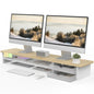 Fenge Monitor Stand, Desk Computer Riser with Frosted Storage Drawer, Oak