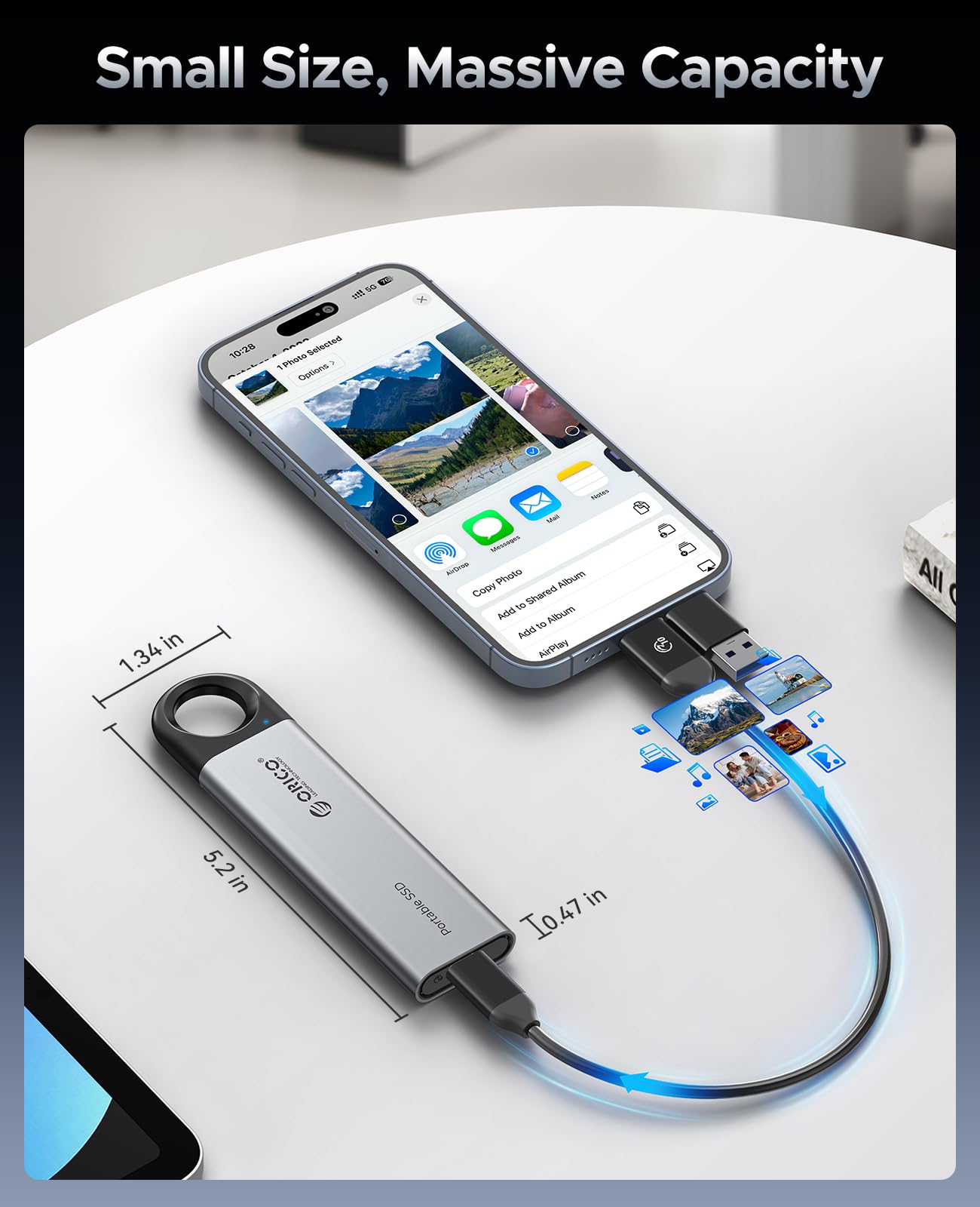 ORICO C10 1TB External SSD up to 1050MB/s,USB 3.2 Gen2,Hanging Hole Design