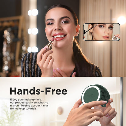 HSAOHD Magnetic Suction Cup Phone Mount, Compatible with MagSafe, Silicone Octo Cup Buddy Sticky Grip Holder for iPhone and Android, Removable Hands-Free Selfie/Video for TikTok, Alpine Green