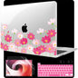MEEgoodo Case for MacBook Pro 13 inch Case 2022 2021 2020 New A2338 M2/M1 A2251 A2289, Laptop Hard Shell with Keyboard & Camera Cover Compatible with 13 inch MacBook Pro, Bright Pink Flowers