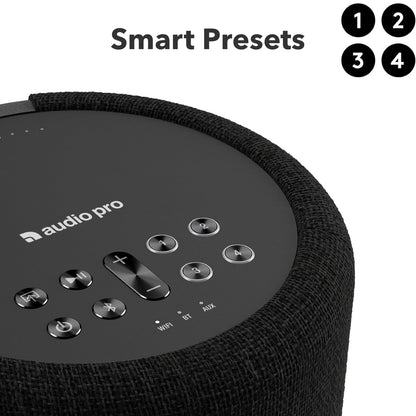Audio Pro A10 MKII Wireless Multiroom Speaker, WiiM Edition | High Fidelity, Bluetooth, WiFi | Compatible with AirPlay 2, Google Cast, Siri, WiiM Home App, Stream Spotify, Tidal & More, Black