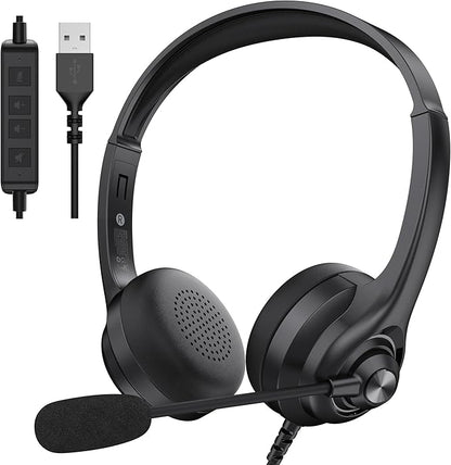 Monster VoiceLink 100 Wired Binaural Headset for PC/Laptop, Computer Headset Stereo Headphones with Microphone, Clear Talk USB-C Wired Headphone for Office, Telephone Counselling Services Work